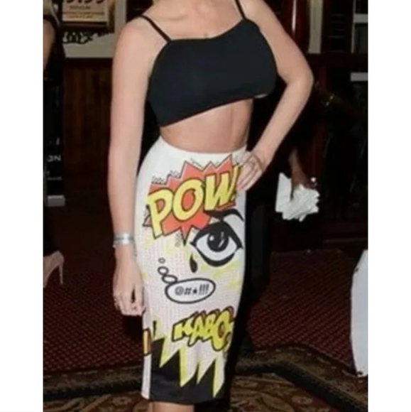 RARE TOPSHOP POW KABOOM SKIRT  SIZE EU 38 UK 10 US 6 POP ART - Picture 3 of 5